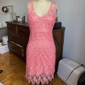 Pink lace cutout dress